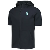 Chandail à capuchon manches courtes et fermeture éclair intégrale Seattle Mariners Recruit de Levelwear pour homme