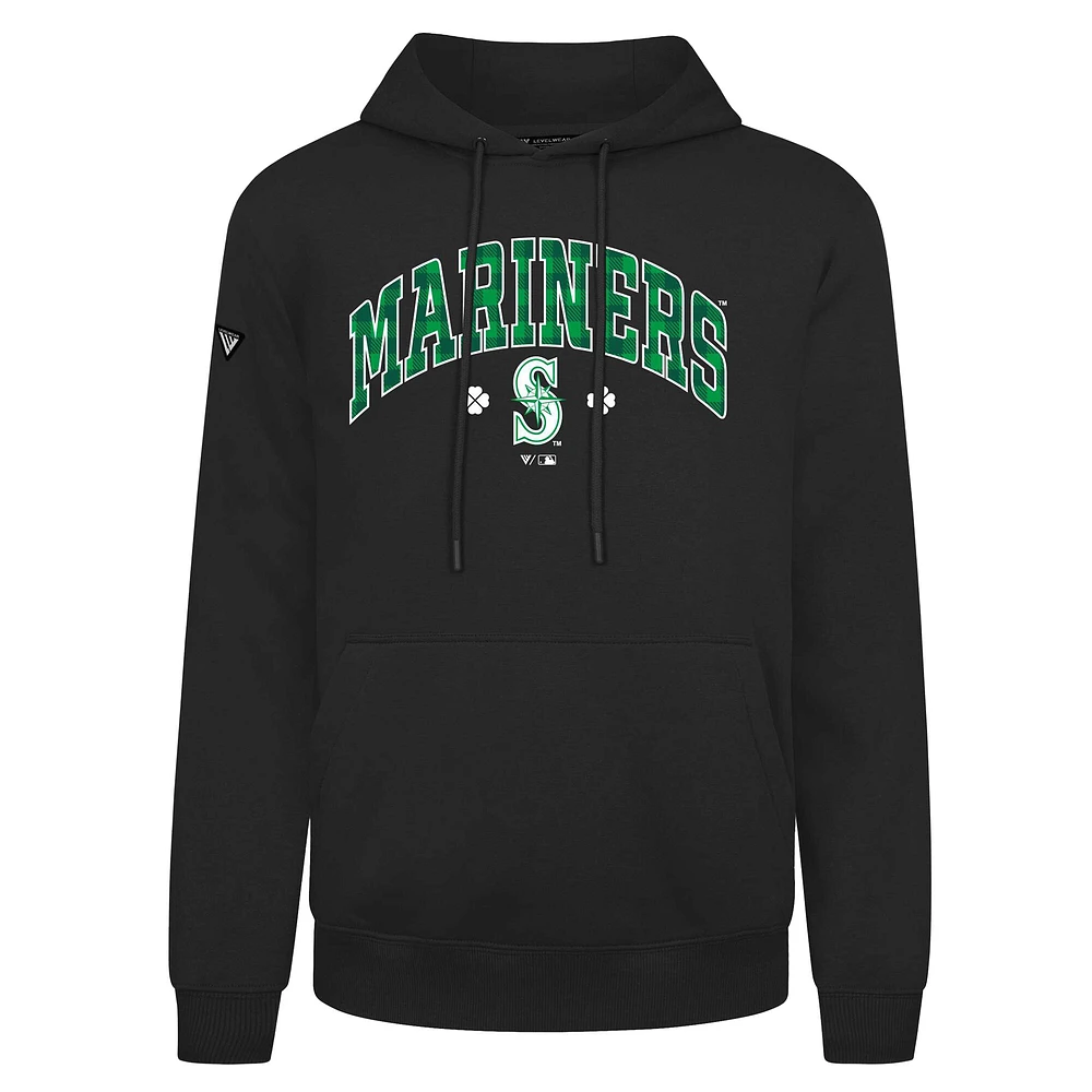 Sweat à capuche carreaux noir pour homme Levelwear Seattle Mariners St. Patrick's Day Podium