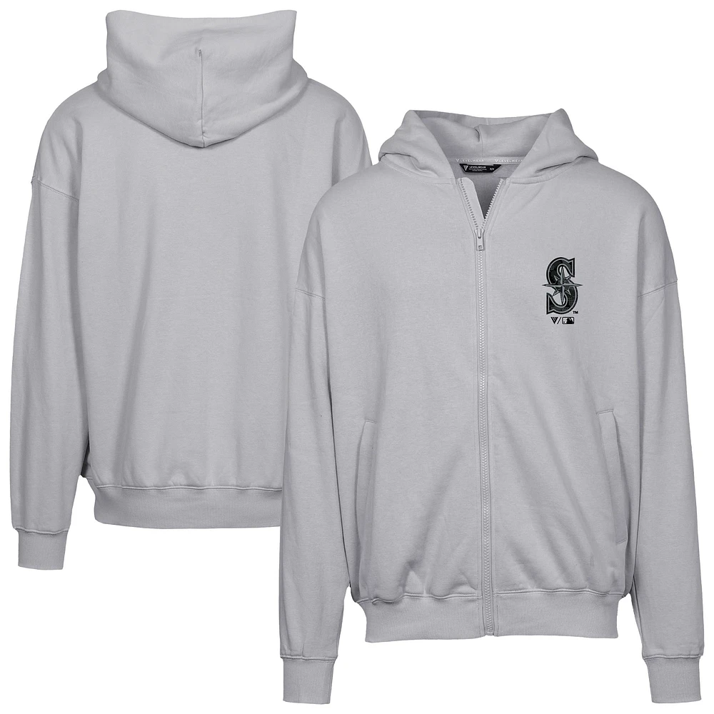Men's Levelwear  Gray Seattle Mariners Oversized Uphill Digital Camo Full-Zip Hoodie