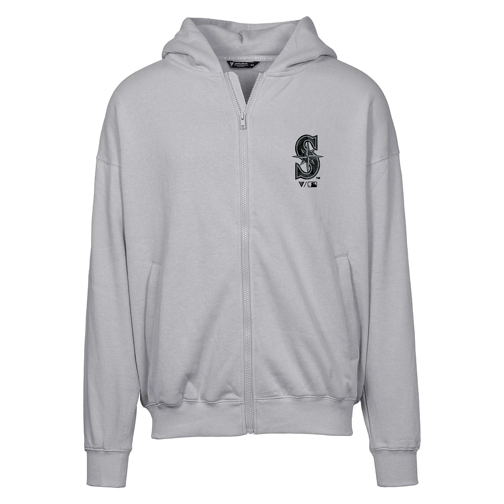 Men's Levelwear  Gray Seattle Mariners Oversized Uphill Digital Camo Full-Zip Hoodie