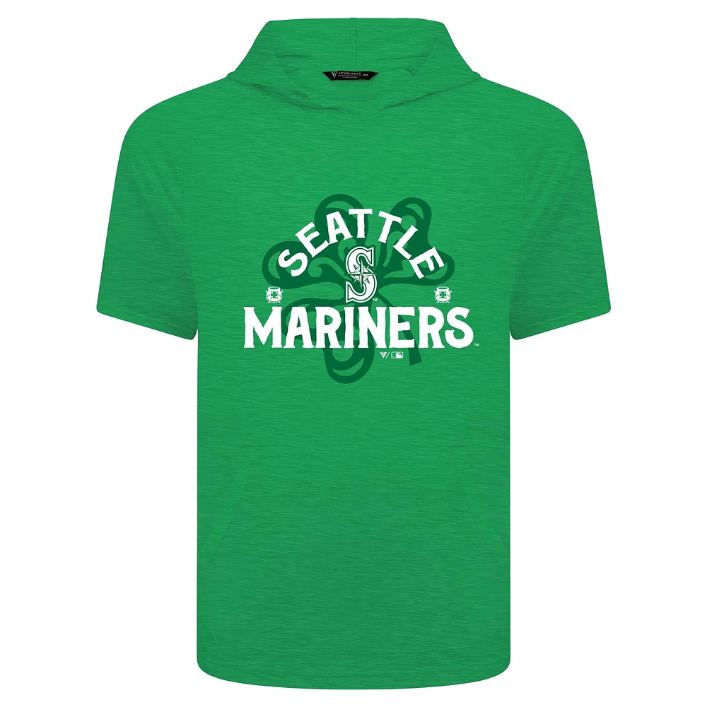 Men's Levelwear Green Seattle Mariners St. Patrick's Day Phase Shamrock Short Sleeve T-Shirt Hoodie