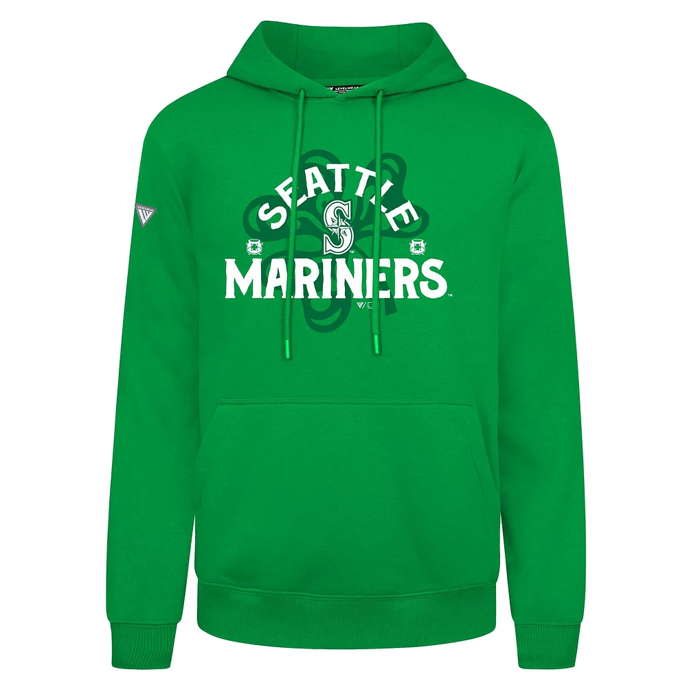 Men's Levelwear Seattle Mariners St. Patrick's Day Podium Shamrock Pullover Hoodie