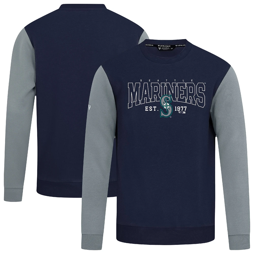 Men's Levelwear Navy Seattle Mariners Accolade Ultimate Textbook Pullover Sweatshirt