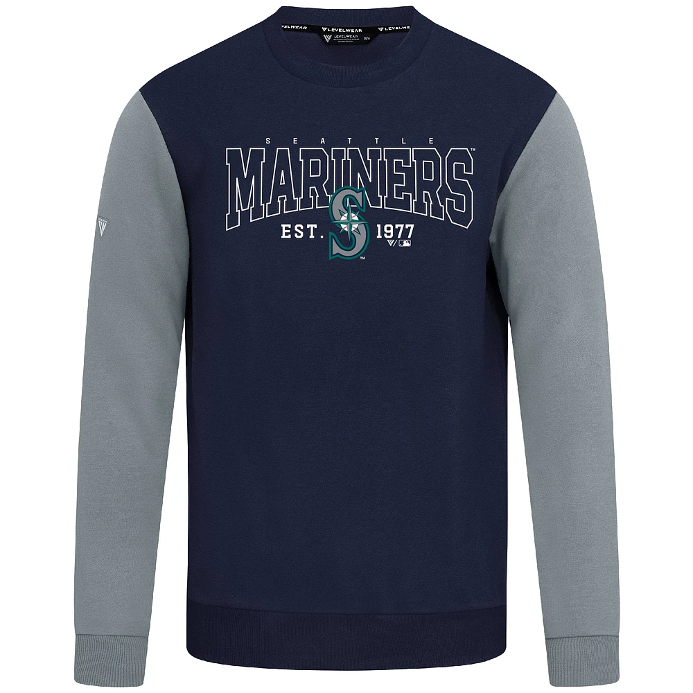 Men's Levelwear Navy Seattle Mariners Accolade Ultimate Textbook Pullover Sweatshirt