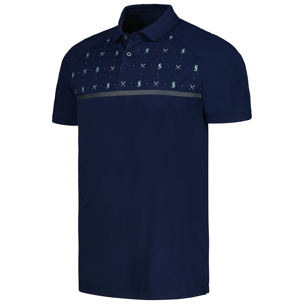 Polo raglan Levelwear Seattle Mariners Sector Batter Up pour homme, bleu marine