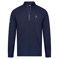 Men's Levelwear Navy Seattle Mariners Theory Insignia 2.0 Quarter-Zip Pullover Top