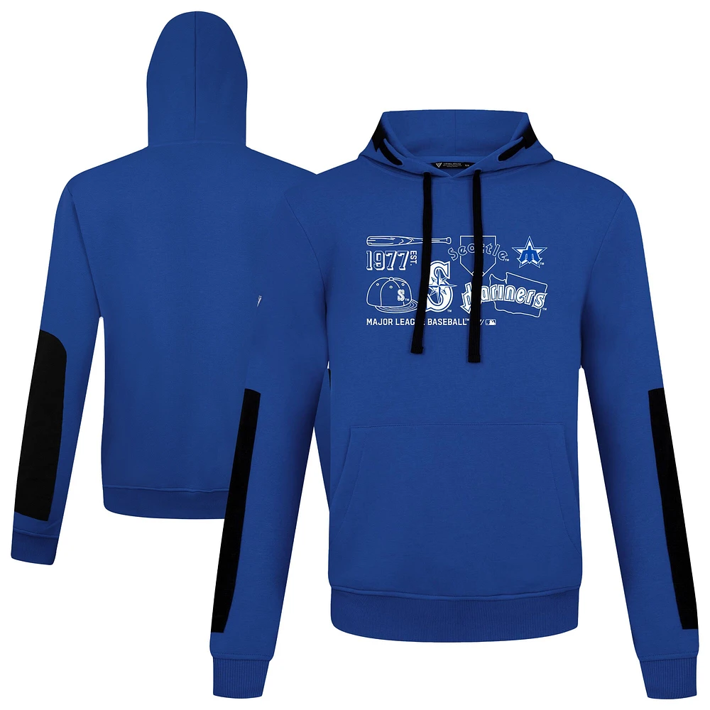 Men's Levelwear  Royal Seattle Mariners Cooperstown Collection Bombay Campaign Pullover Hoodie