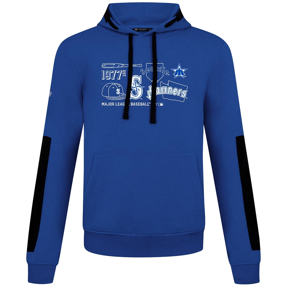 Men's Levelwear  Royal Seattle Mariners Cooperstown Collection Bombay Campaign Pullover Hoodie
