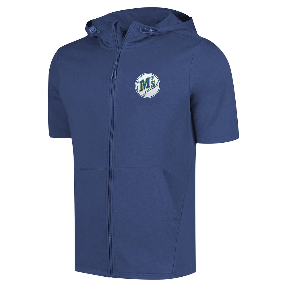 Levelwear pour hommes Royal Seattle Mariners Recruit Sweat à capuche entièrement zippé manches courtes