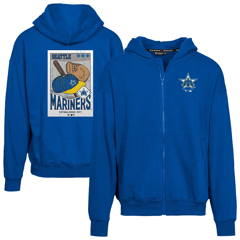 Men's Levelwear  Royal Seattle Mariners Uphill City Core Logo Full-Zip Hoodie