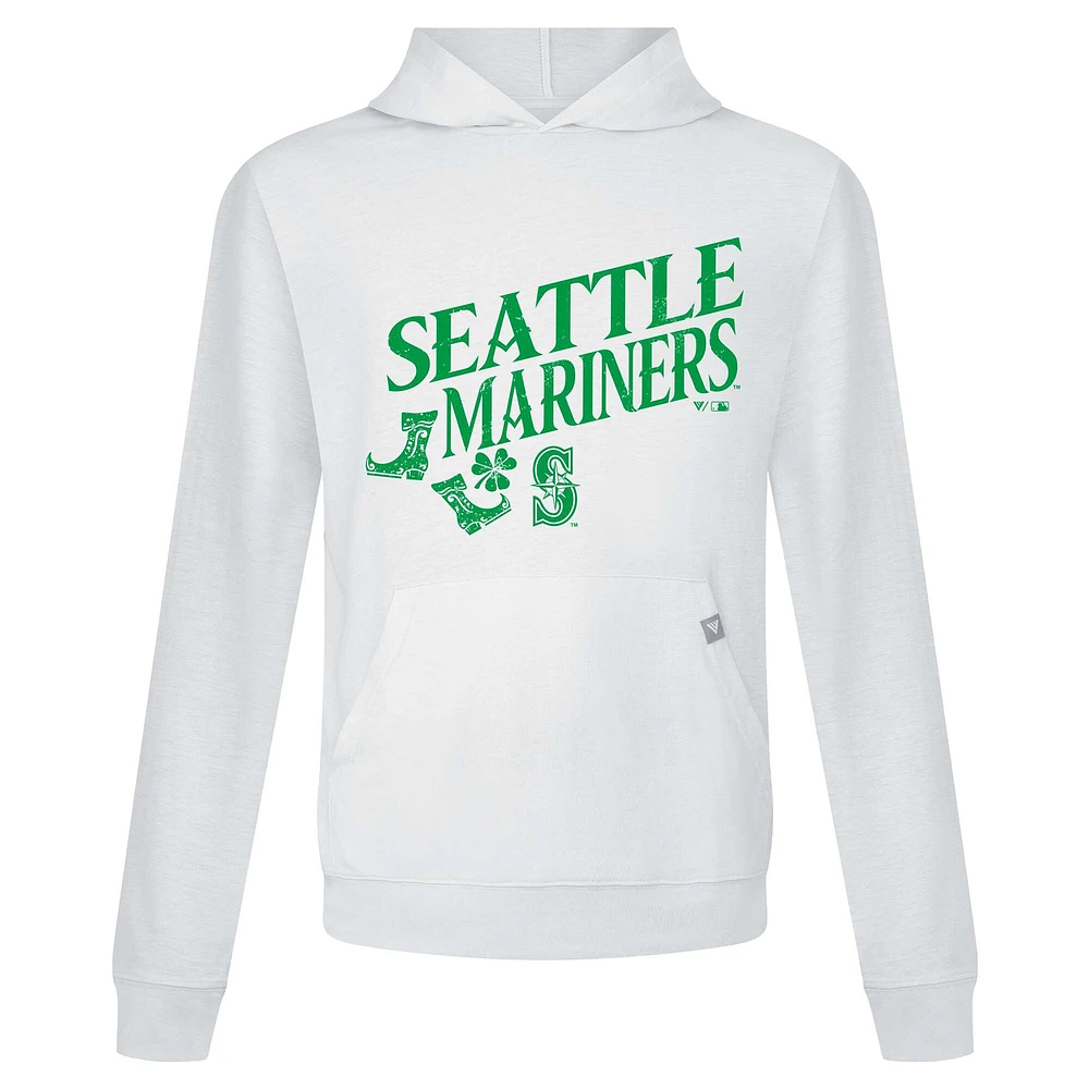 Men's Levelwear White Seattle Mariners St. Patrick's Day Relay Boots Pullover Hoodie
