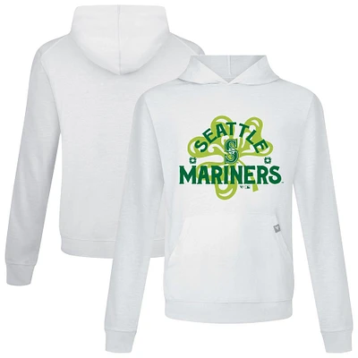 Men's Levelwear White Seattle Mariners St. Patrick's Day Relay Shamrock Pullover Hoodie