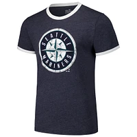 Men's Majestic Threads Navy Seattle Mariners Ringer Tri-Blend T-Shirt