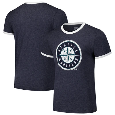 T-shirt tri-mélange Ringer Majestic Threads pour hommes, bleu marine, Seattle Mariners