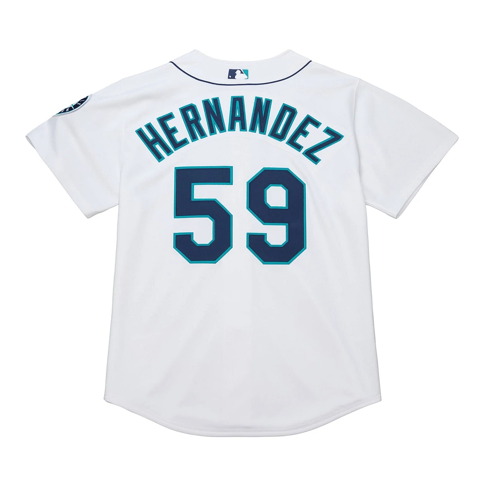 Maillot authentique Mitchell & Ness Felix Hernandez pour homme, blanc, collection Cooperstown, Seattle Mariners