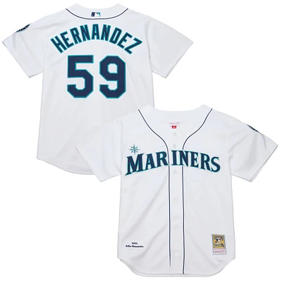 Maillot authentique Mitchell & Ness Felix Hernandez pour homme, blanc, collection Cooperstown, Seattle Mariners