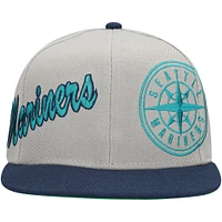 Men's Mitchell & Ness Gray Seattle Mariners Knock Out Panel Snapback Hat