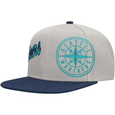 Men's Mitchell & Ness Gray Seattle Mariners Knock Out Panel Snapback Hat