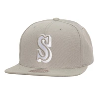 Casquette Snapback Grise Mitchell & Ness pour Homme des Mariners de Seattle