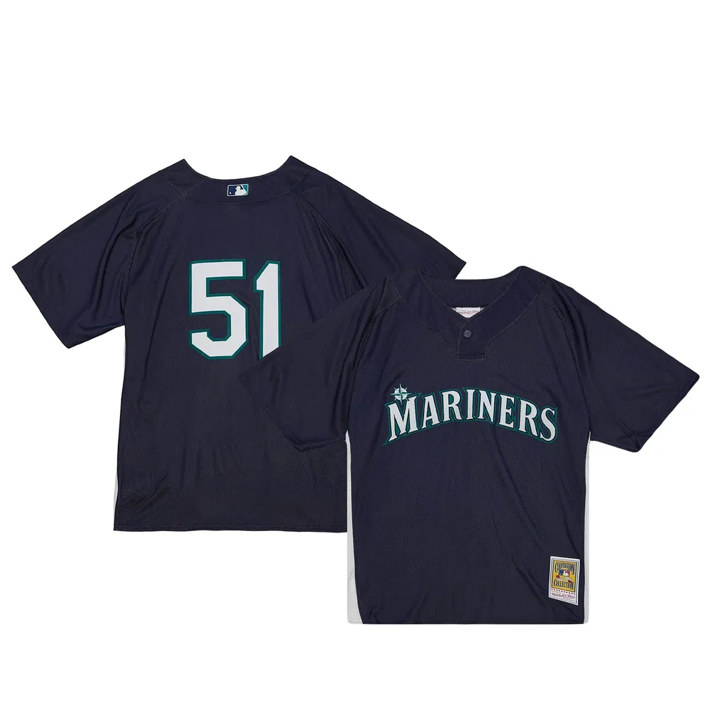 Mitchell & Ness Ichiro Suzuki Navy Seattle Mariners Cooperstown Collection Maillot d'entraînement au bâton authentique pour homme