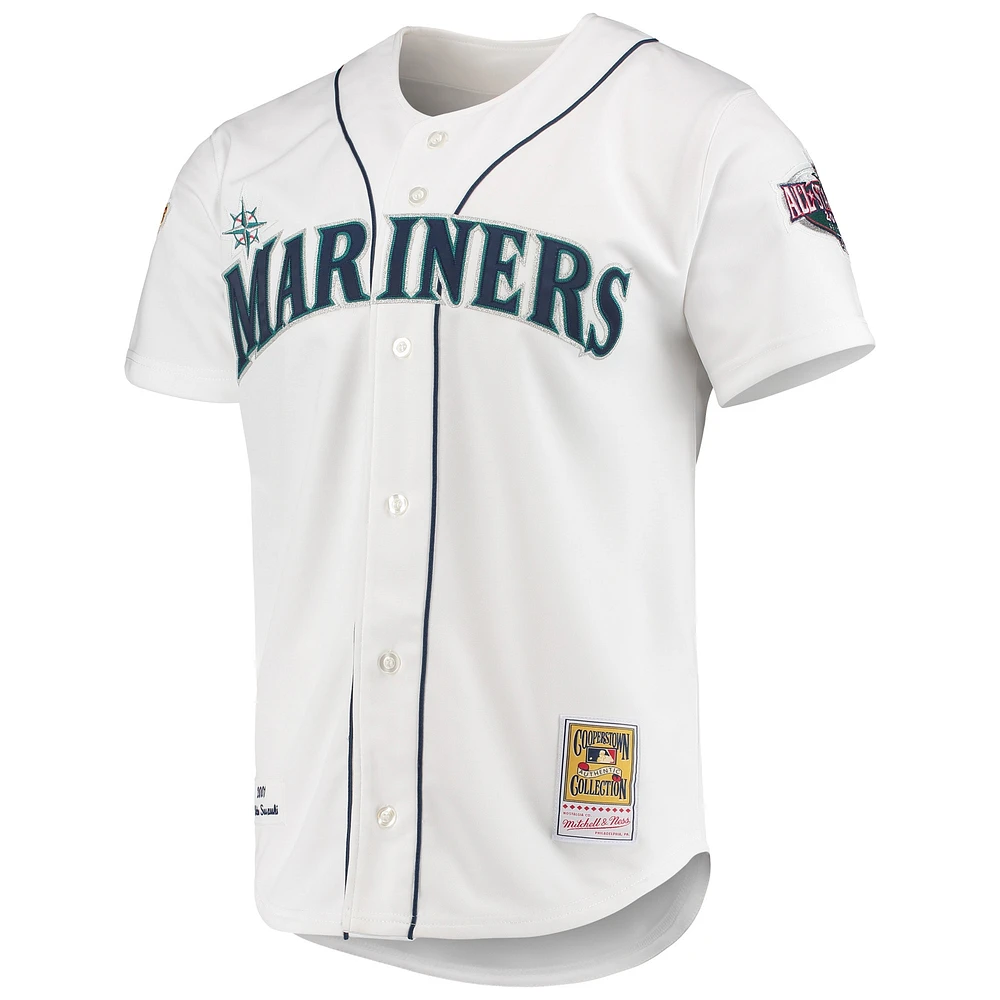 Mitchell & Ness Ichiro Suzuki blanc Seattle Mariners 2001 MLB All-Star Game Cooperstown Collection Maillot authentique pour hommes