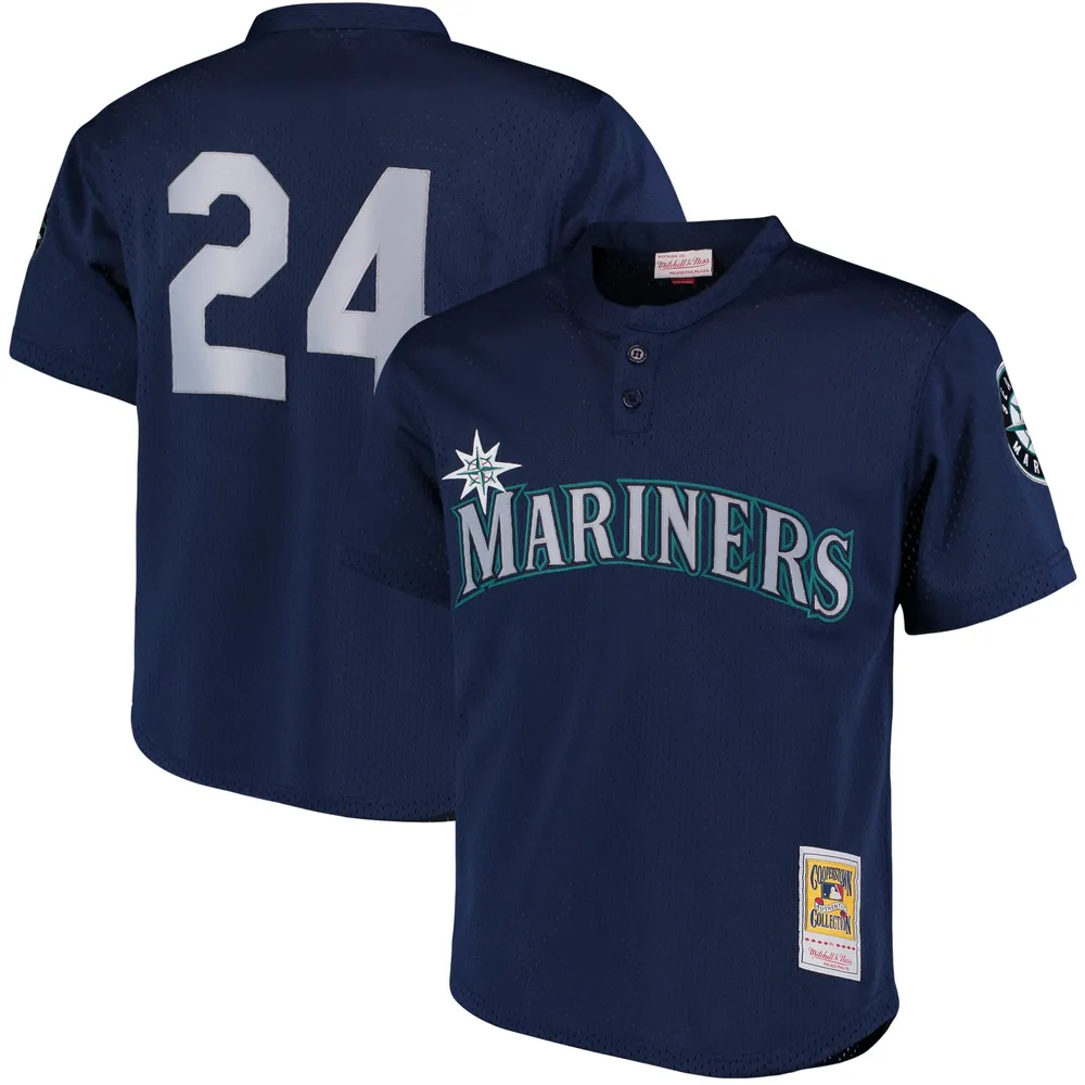 Maillot d'entraînement au bâton en maille Mitchell & Ness Ken Griffey Jr. Navy Seattle Mariners Cooperstown Collection pour hommes