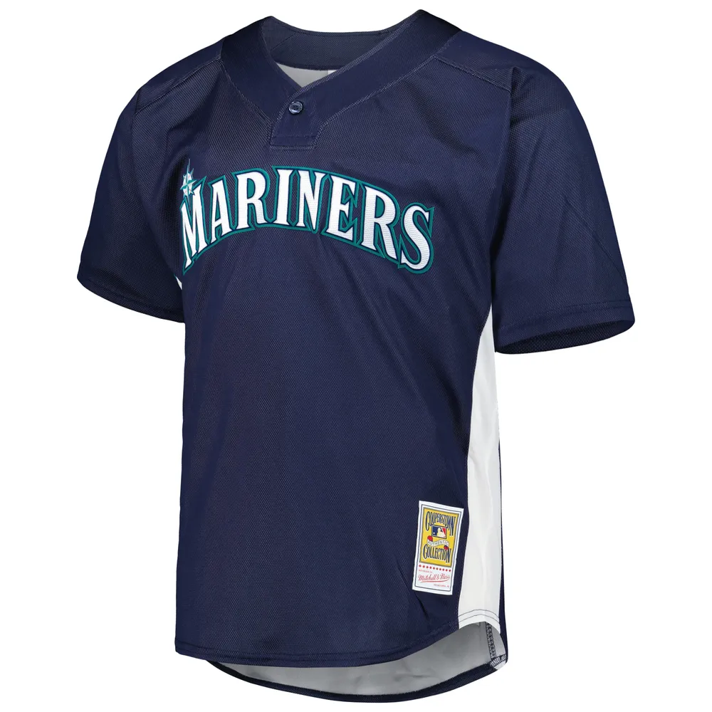 Maillot d'entraînement au bâton en maille Mitchell & Ness Ken Griffey Jr. Navy Seattle Mariners Cooperstown Collection pour hommes