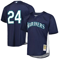 Maillot d'entraînement au bâton en maille Mitchell & Ness Ken Griffey Jr. Navy Seattle Mariners Cooperstown Collection pour hommes