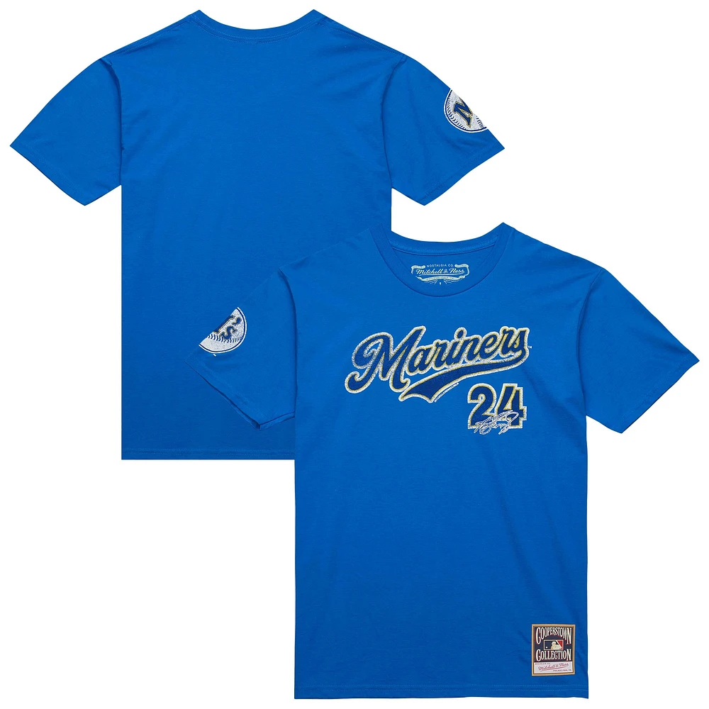 T-shirt de joueur la collection Cooperstown Mitchell & Ness Ken Griffey Jr. Royal Seattle Mariners pour hommes