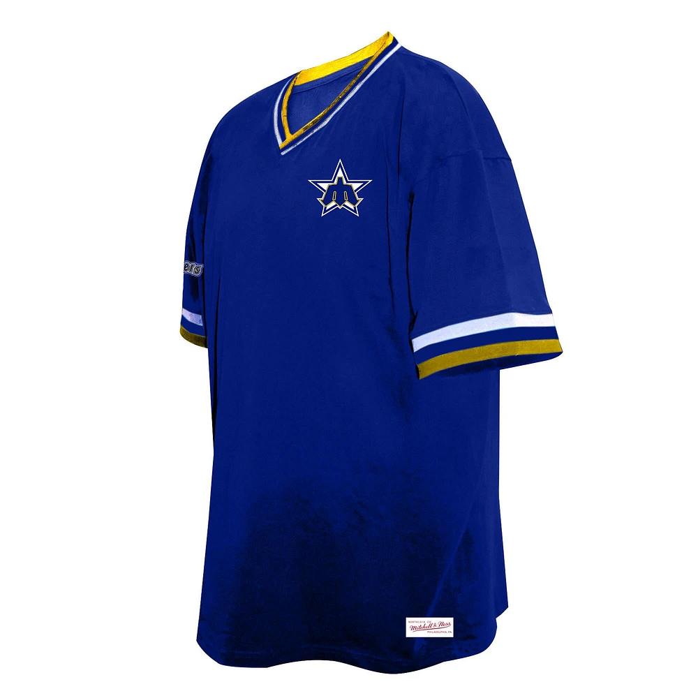 Men's Mitchell & Ness Royal Seattle Mariners Big Tall V-Neck T-Shirt