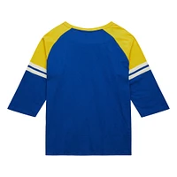 Men's Mitchell & Ness Royal Seattle Mariners Cooperstown Collection Legendary Raglan Slub Henley 3/4-Sleeve T-Shirt