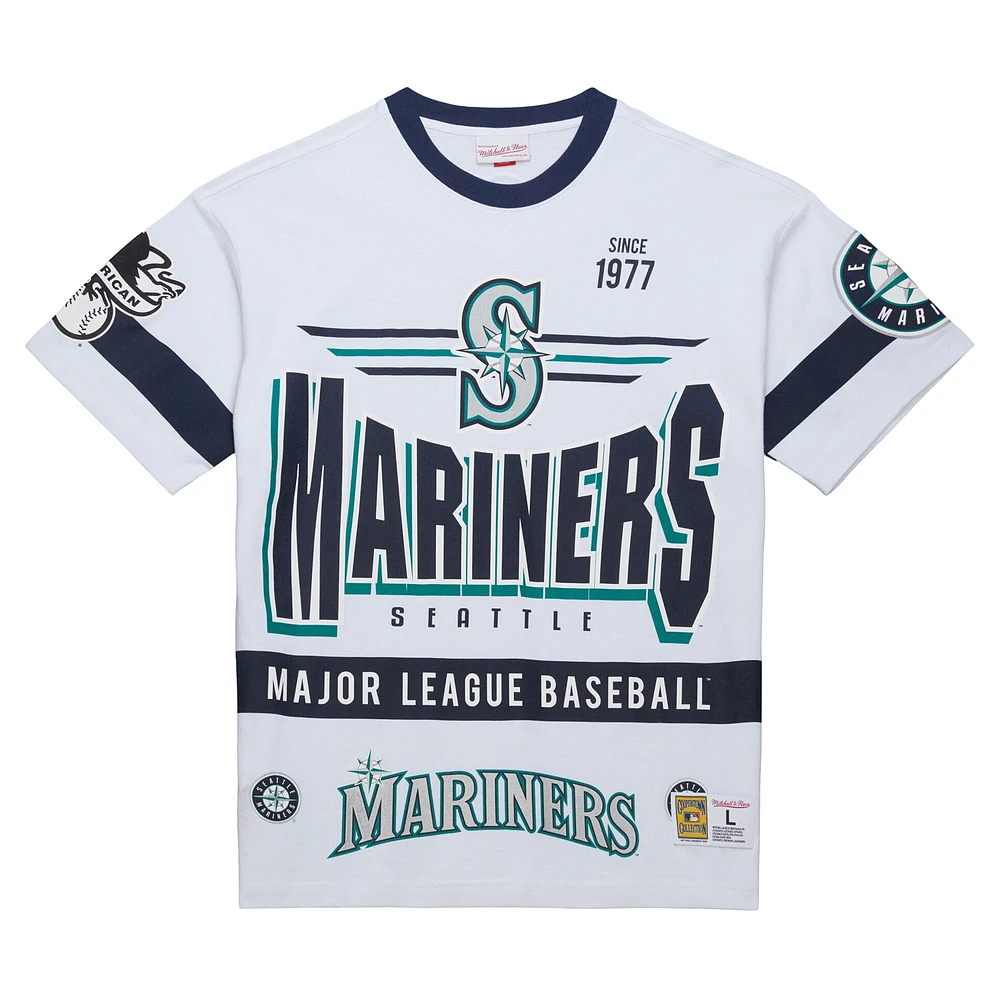 Men's Mitchell & Ness White Seattle Mariners Cooperstown Collection Team Origins Premium T-Shirt