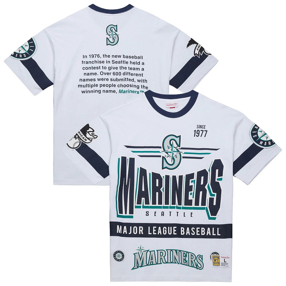 Men's Mitchell & Ness White Seattle Mariners Cooperstown Collection Team Origins Premium T-Shirt