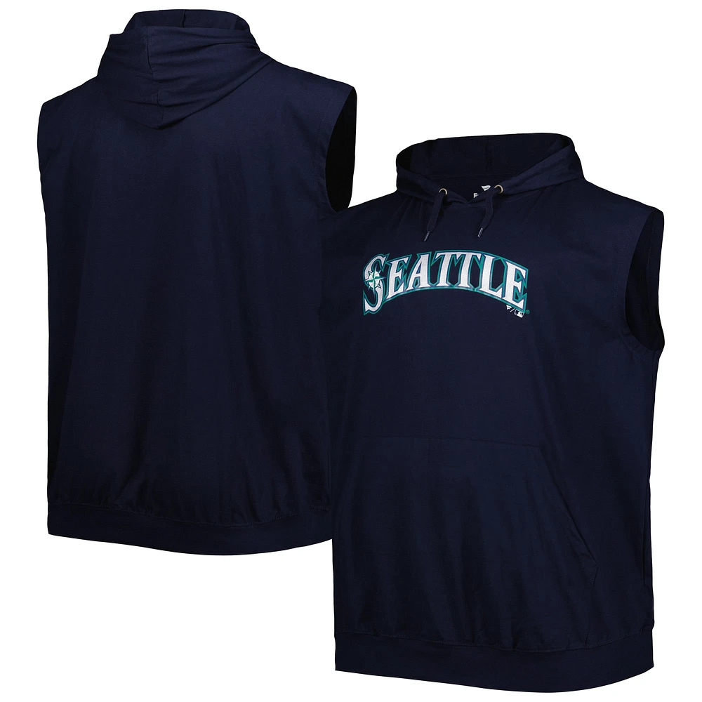 Sweat à Capuche Homme Bleu Marine Seattle Mariners Pullover Muscle Jersey