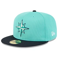 Casquette ajustée 59FIFTY pour homme New Era Teal Seattle Mariners 2025 Spring Training