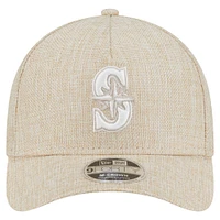 Men's New Era Beige Seattle Mariners Cotton Weave M-Crown A-Frame 9FORTY Adjustable Hat