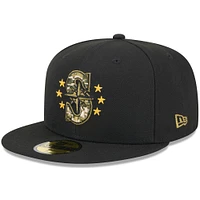 Men's New Era  Black Seattle Mariners 2024 Armed Forces Day On-Field 59FIFTY Fitted Hat