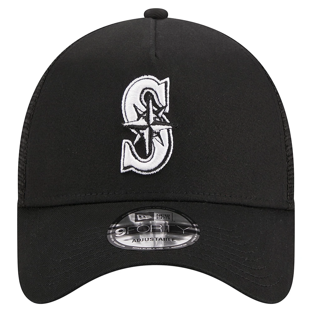 Casquette ajustable 9FORTY Trucker Seattle Mariners New Era noire pour homme