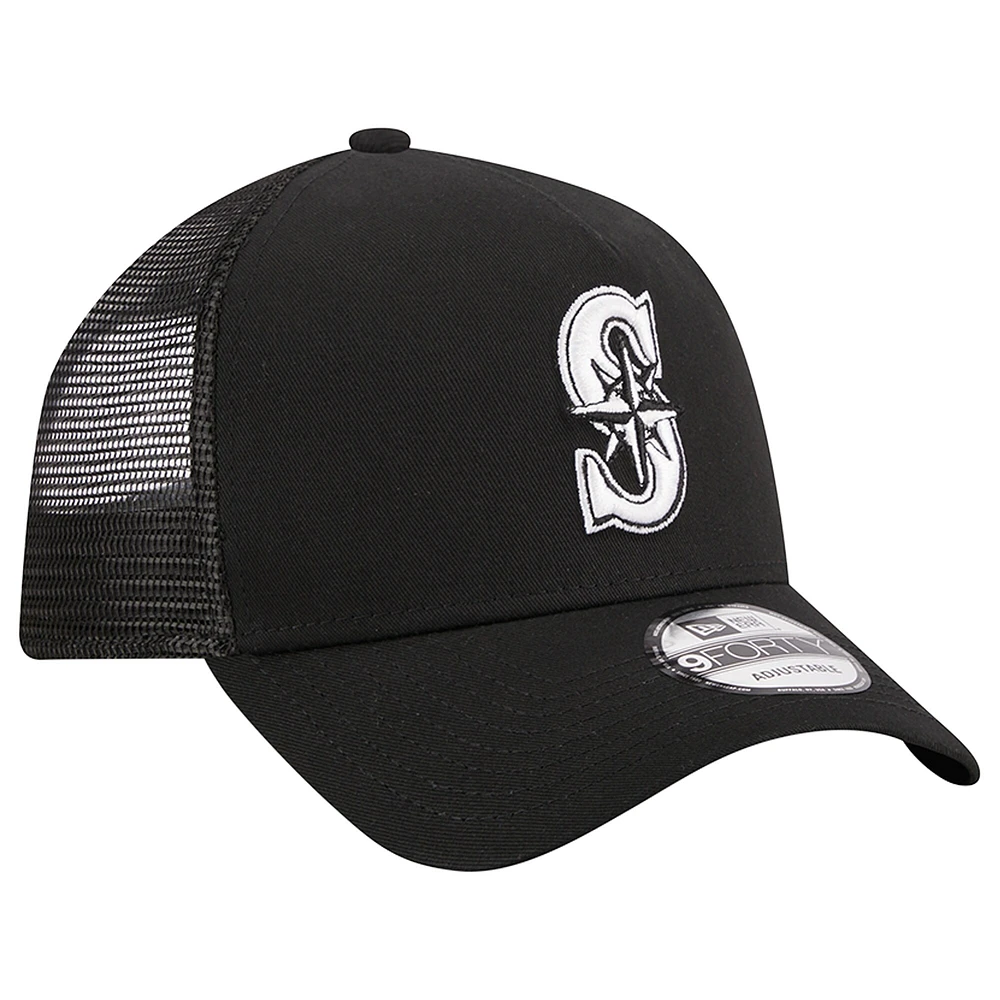 Casquette ajustable 9FORTY Trucker Seattle Mariners New Era noire pour homme