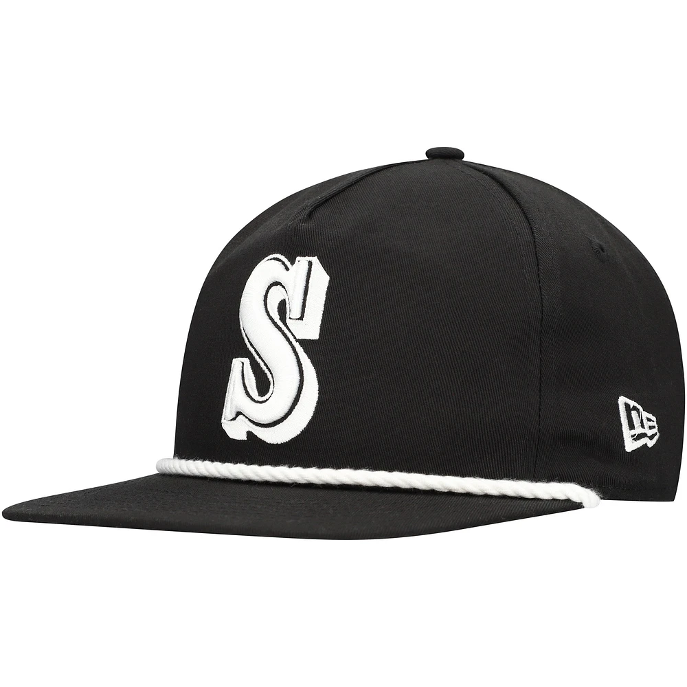 Casquette snapback de golfeur Seattle Mariners New Era noire pour hommes