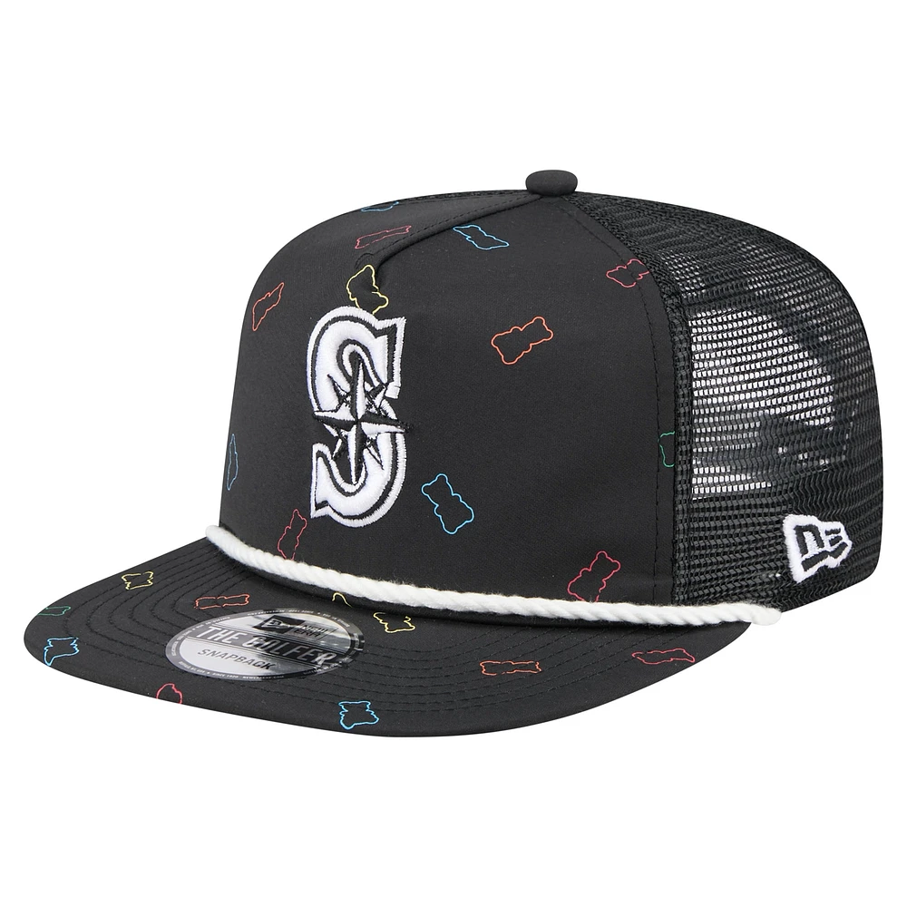 Men's New Era  Black Seattle Mariners Gummy Golfer Trucker Adjustable Hat