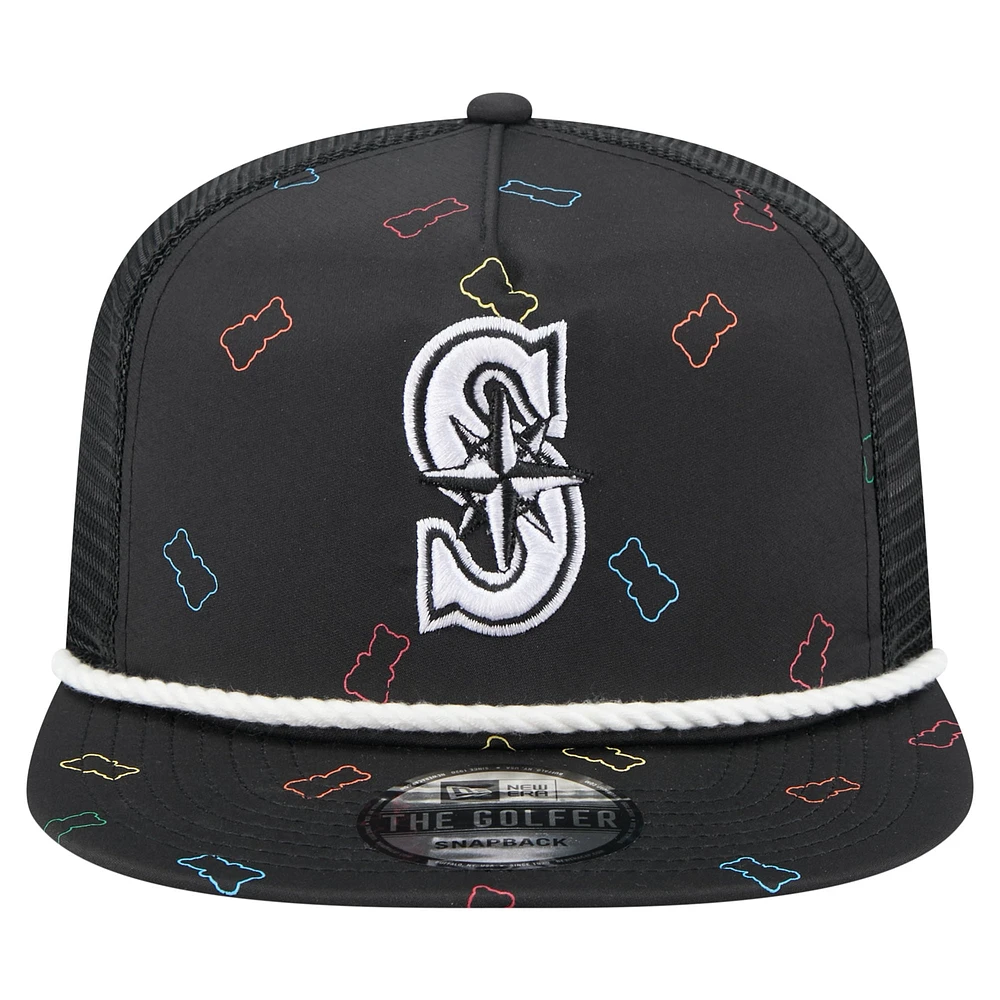 Men's New Era  Black Seattle Mariners Gummy Golfer Trucker Adjustable Hat