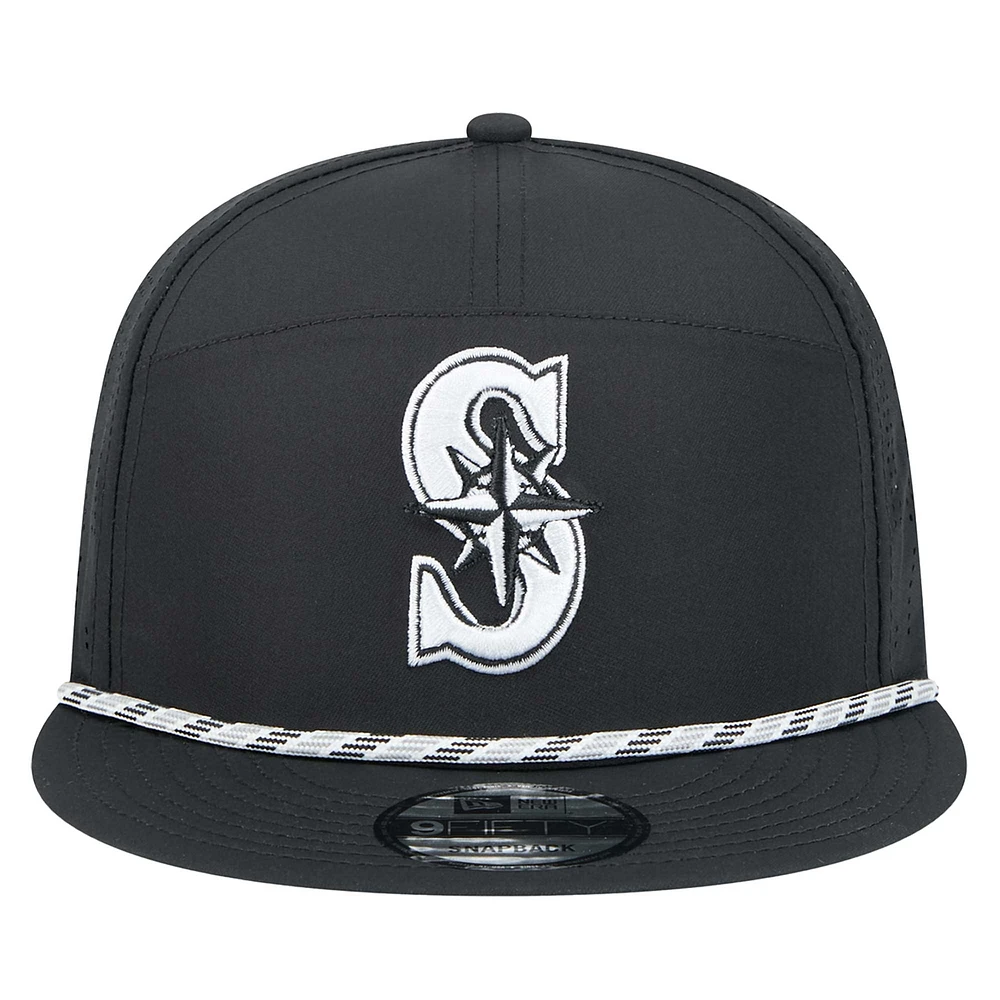 Casquette Snapback 9FIFTY découpée au laser noire des Mariners de Seattle de New Era pour homme