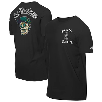 Men's New Era Black Seattle Mariners Sugar Skulls T-Shirt