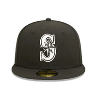 Casquette ajustée 59FIFTY pour homme avec logo de l'équipe Seattle Mariners New Era noire