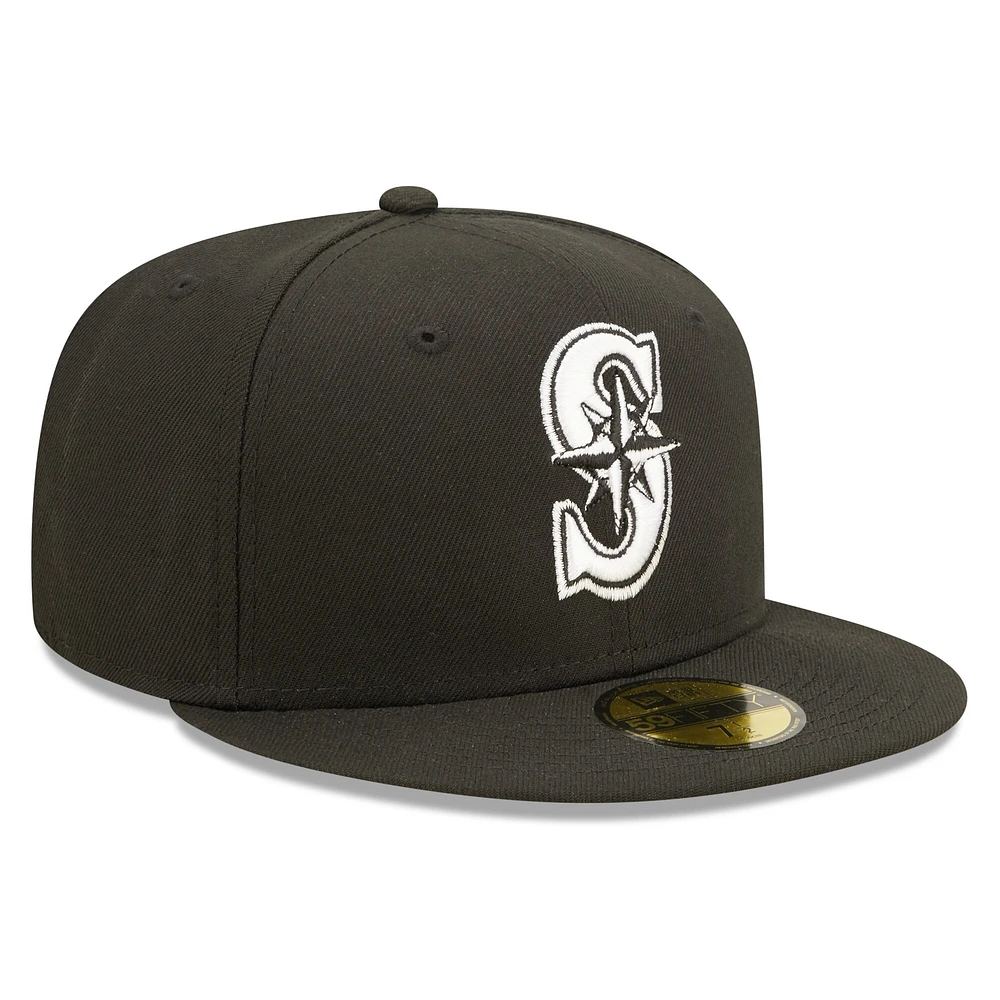 Casquette ajustée 59FIFTY pour homme avec logo de l'équipe Seattle Mariners New Era noire