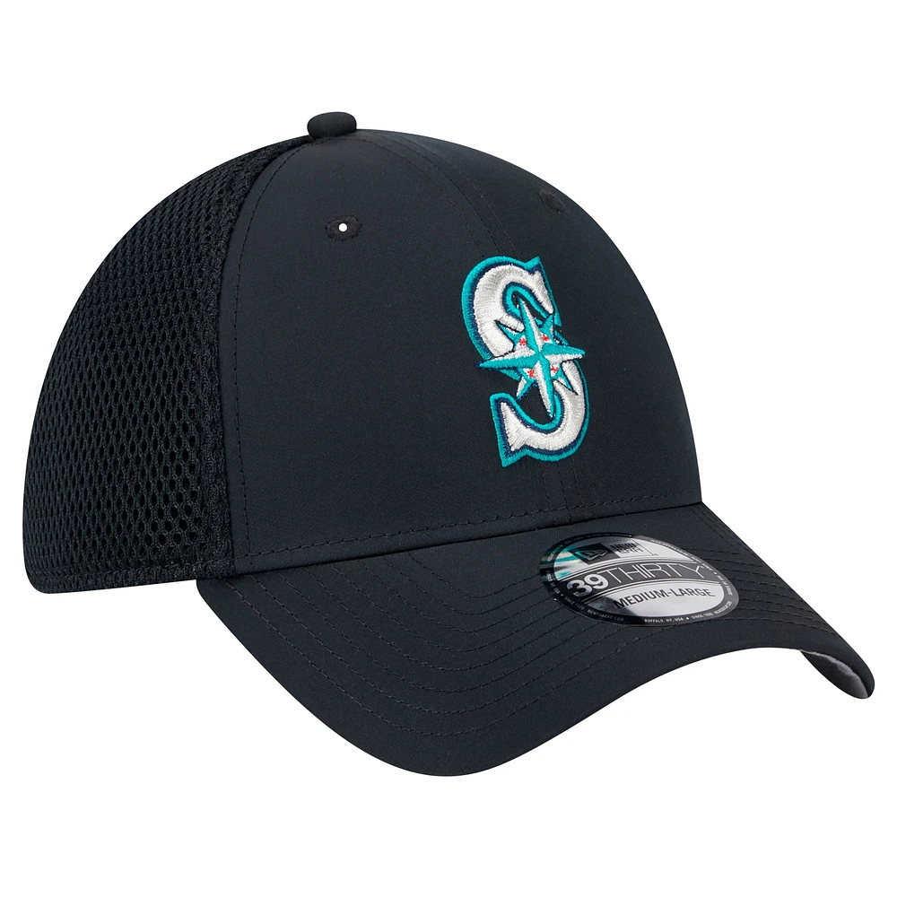 Casquette flexible 39THIRTY Team Tone des Seattle Mariners New Era pour hommes, noire