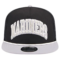 Casquette de golfeur en mesh noir/gris Seattle Mariners Throwback New Era pour hommes