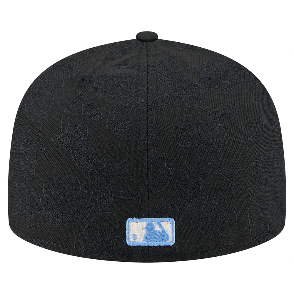 Men's New Era Black Seattle Mariners Tonal Koi 59FIFTY Fitted Hat