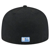 Men's New Era Black Seattle Mariners Tonal Koi 59FIFTY Fitted Hat